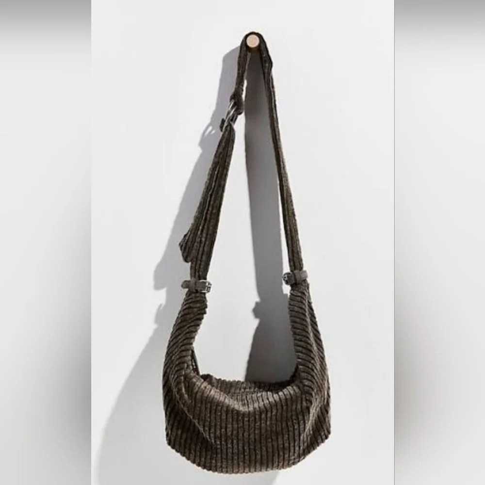 Free People Carrie Cord Frosted Earth Slouchy Corduroy Sling Bag